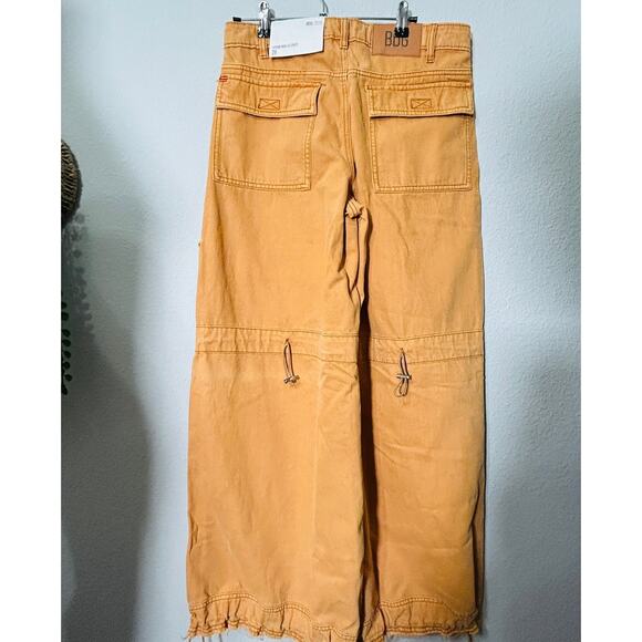 NEW BDG Extreme Wide-Leg Utility Jean Baggy Drawstring Mustard Yellow Sz 28 - Picture 4 of 12
